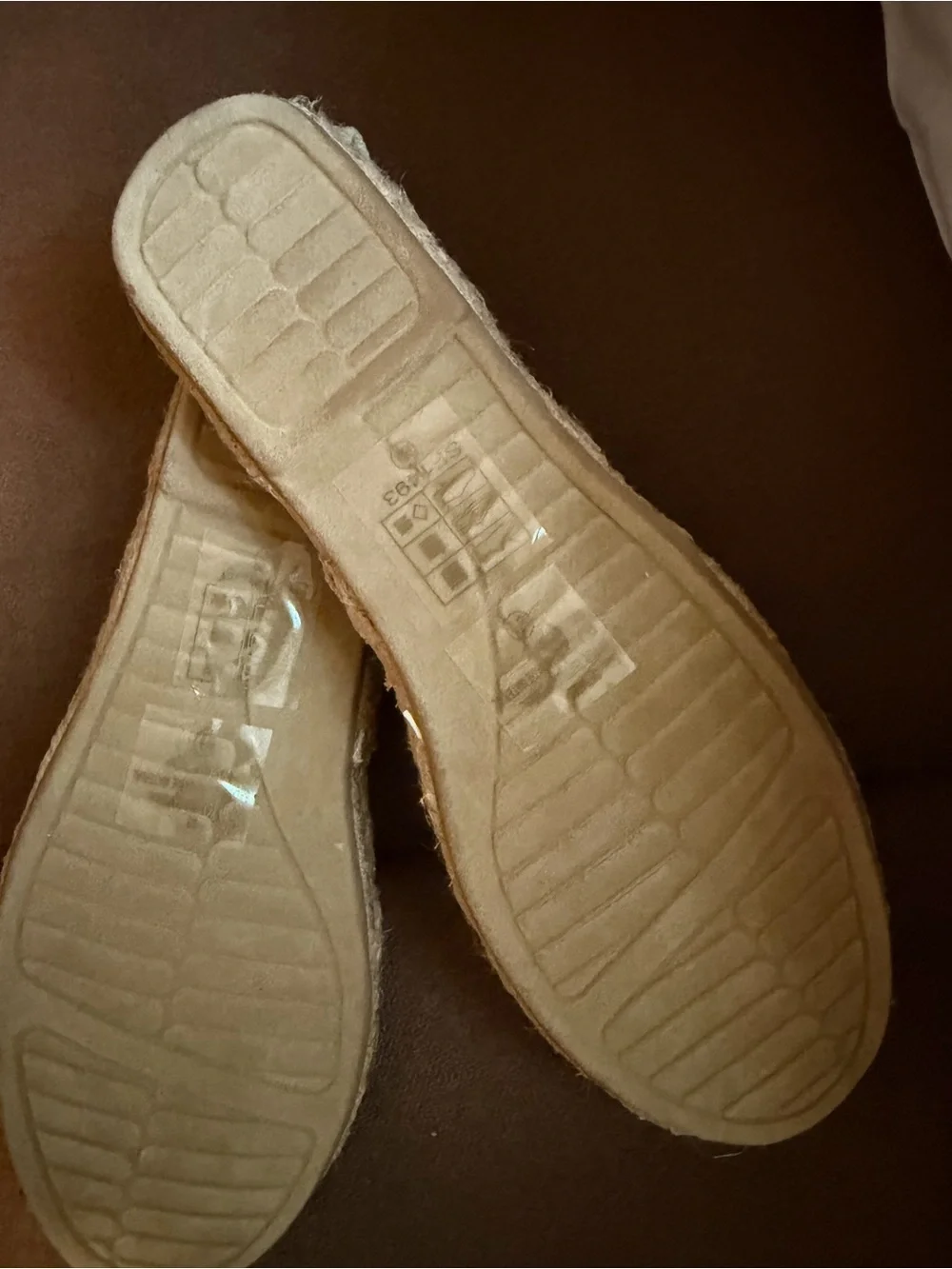 Patterned Cream Espadrille Flats with Teal Accent